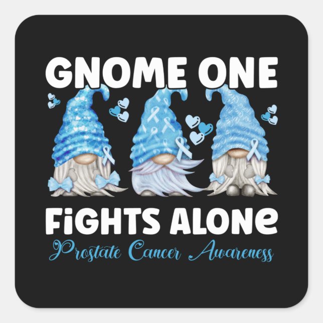 Sticker Carré Sensibilisation au cancer de la prostate Gnome ble (Devant)