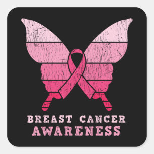 Sticker Carré Sensibilisation au cancer du sein Bouton rose Bout
