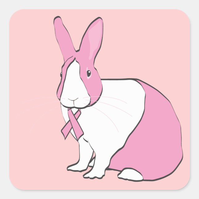 STICKER CARRÉ SENSIBILISATION AU CANCER DU SEIN BUNNY (Devant)