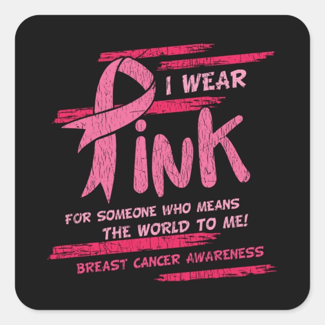 Sticker Carré Sensibilisation au cancer du sein Soutien aux amis (Devant)