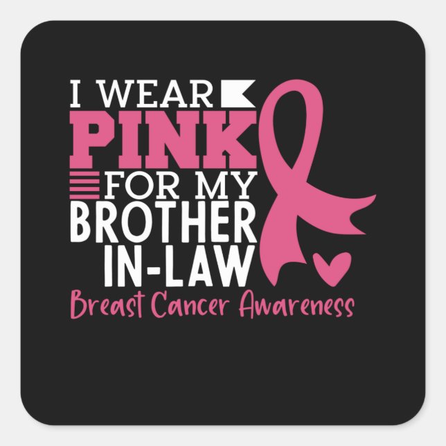 Sticker Carré Sensibilisation au cancer du sein Soutien du beau- (Devant)