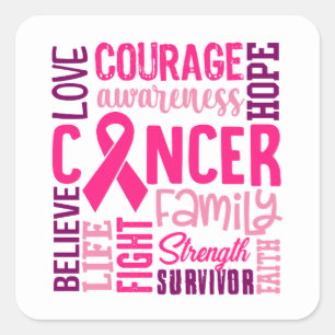 Sticker Carré Sensibilisation au ruban rose Cancer du sein