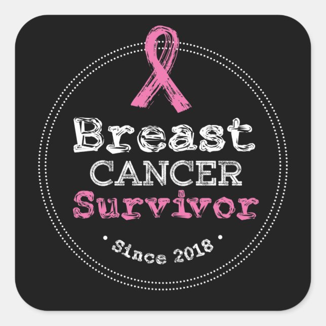 Sticker Carré Sensibilisation des survivants du cancer du sein d (Devant)