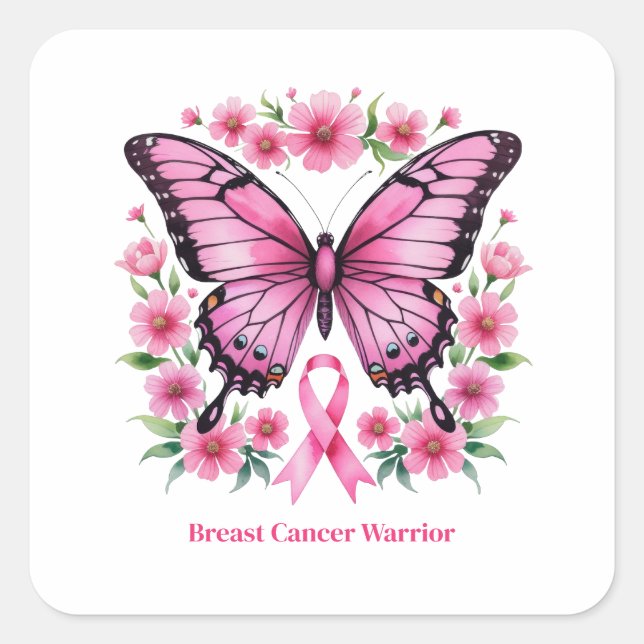 Sticker Carré Sensibilisation personnalisée au cancer du sein ro (Devant)