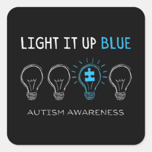 Sticker Carré Sensibilisation sur l'autisme Light It Up Blue Pre