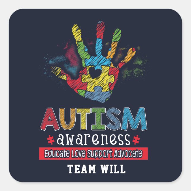 Sticker Carré Sensibilisation sur l'autisme personnalisée Sensib (Devant)