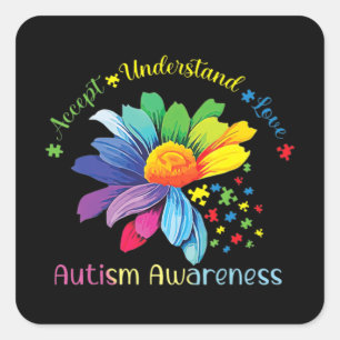 Sticker Carré Sensibilisation sur l'autisme Sunflower Accepter C