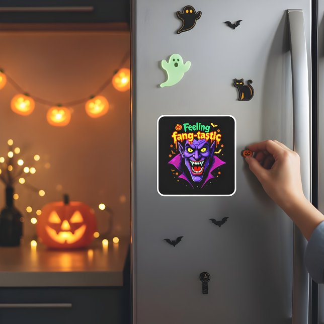 Sticker Carré Sentiment Fang Tastic Halloween design Vampire Hal (Créateur téléchargé)