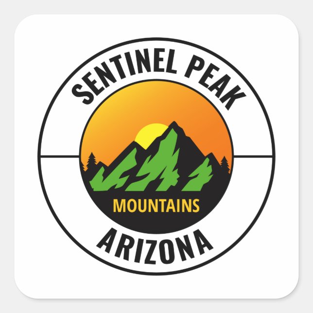 Sticker Carré Sentinel Peak Mountain Tucson Arizona (Devant)