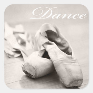 Sticker Carré Sepia Ballet Slipper Pointe Chaussures Modèle de d