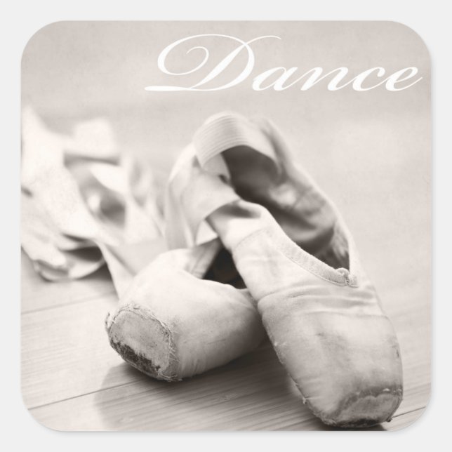 Sticker Carré Sepia Ballet Slipper Pointe Chaussures Modèle de d (Devant)