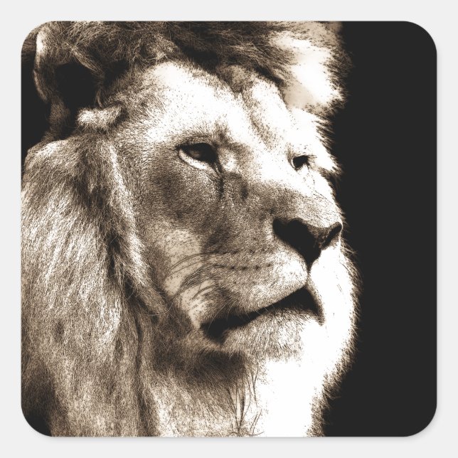 Sticker Carré Sepia Lion (Devant)