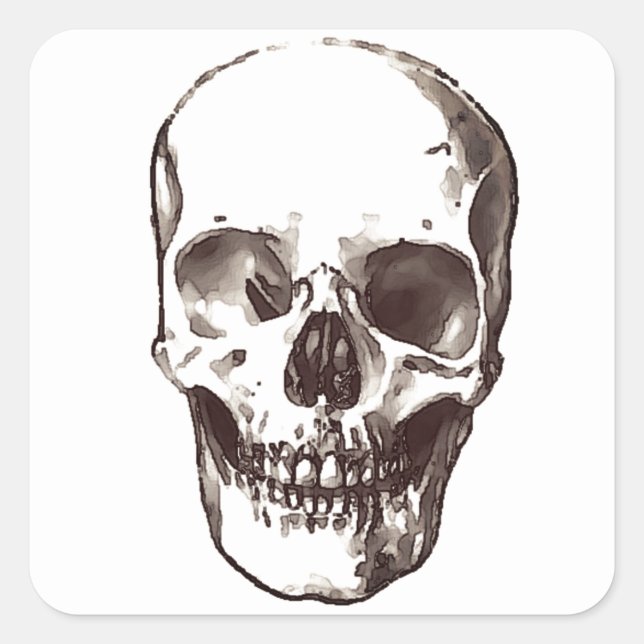 Sticker Carré Sepia White crâne (Devant)