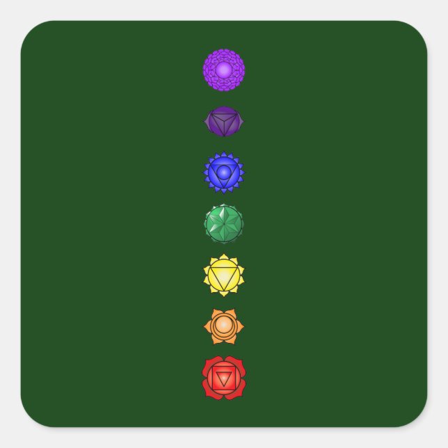 Sticker Carré Sept chakras verticaux (Devant)