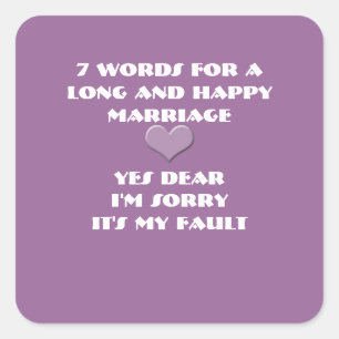 Sticker Carré Sept mots pour un mariage long et heureux - toute 