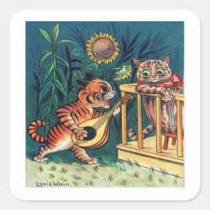 Sticker Carré Sérénade de Kitty par Louis Wain