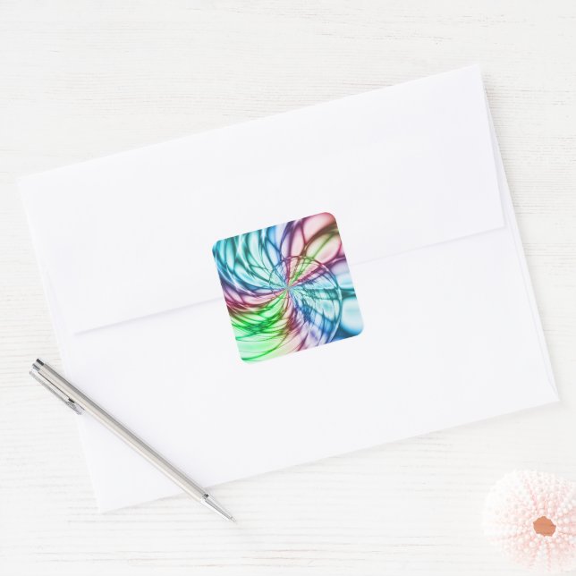 Sticker Carré Serendipité | Multicolor Fractal Art (Enveloppe)