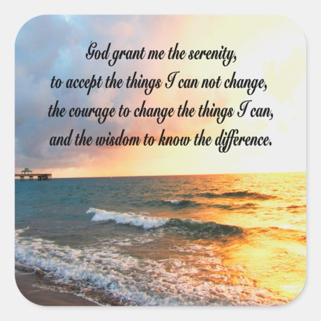 STICKER CARRÉ SERENE SERENITY PRAYER SUNRISE PHOTO (Devant)