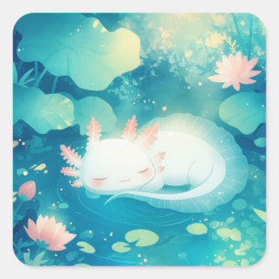 Sticker Carré Sérénité Axolotl Flower Pond