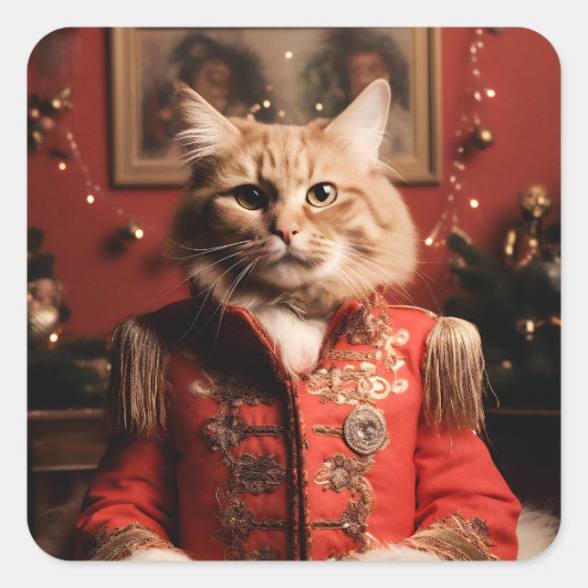 Sticker Carré Sergent Pepper Cat (Devant)