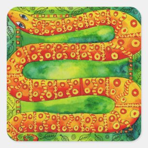 Sticker Carré Serpent à motifs