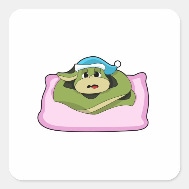 Sticker Carré Serpent au coucher avec casquette (Devant)