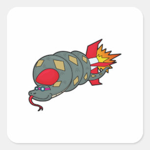 Sticker Carré Serpent avec fusée