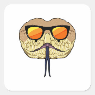Sticker Carré Serpent avec lunettes de soleil