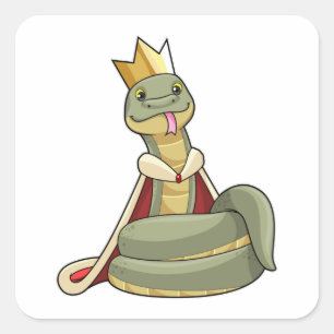 Sticker Carré Serpent comme roi avec Couronne