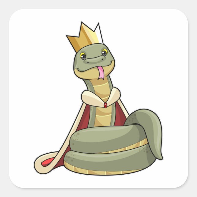 Sticker Carré Serpent comme roi avec Couronne (Devant)