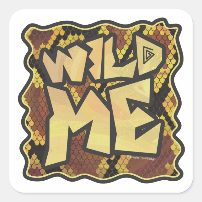 Sticker Carré Serpent Wild Me Brown et imprimé or (Devant)
