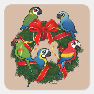 Sticker Carré Serre de Noël Birdorable Macaws