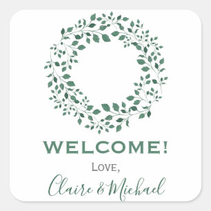 Sticker Carré Serre de verdure rustique   Bienvenue Mariage