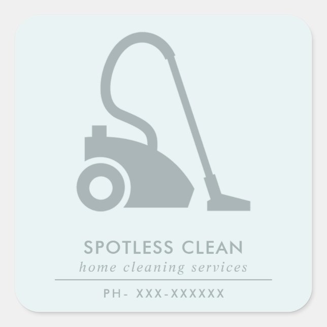 STICKER CARRÉ SERVICE DE NETTOYAGE AQUA BLUE SIMPLE VACUUM (Devant)