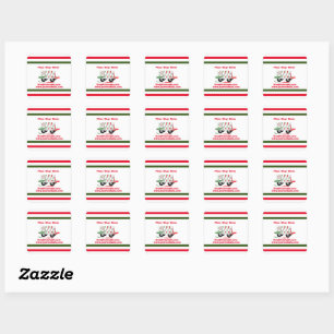 Sticker Carré Service de pizza, vert rouge, personnalisé