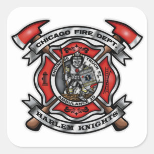 Sticker Carré Service d'incendie de Chicago/Harlem Knights E86 T
