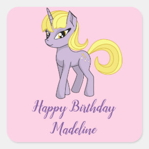 Sticker Carré Serviettes de fête d'anniversaire rose personnalis