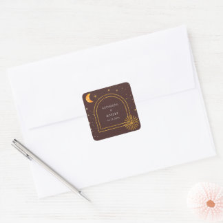 Sticker Carré Serviettes de mariage Vintage Celestial Stars Moon
