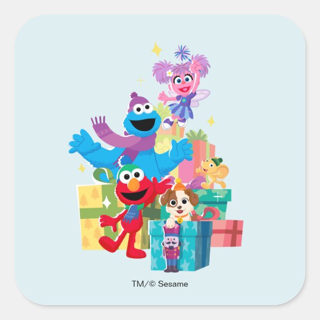 Sticker Carré Sesame Street Pals and Presents (Devant)