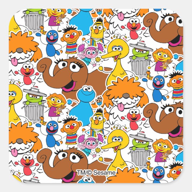 Sticker Carré Sesame Street Pals Doodley Motif (Devant)