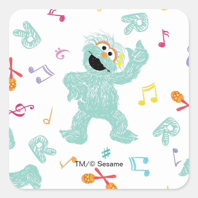 Sticker Carré Sesame Street | Rosita modèle gribouillis musical (Devant)