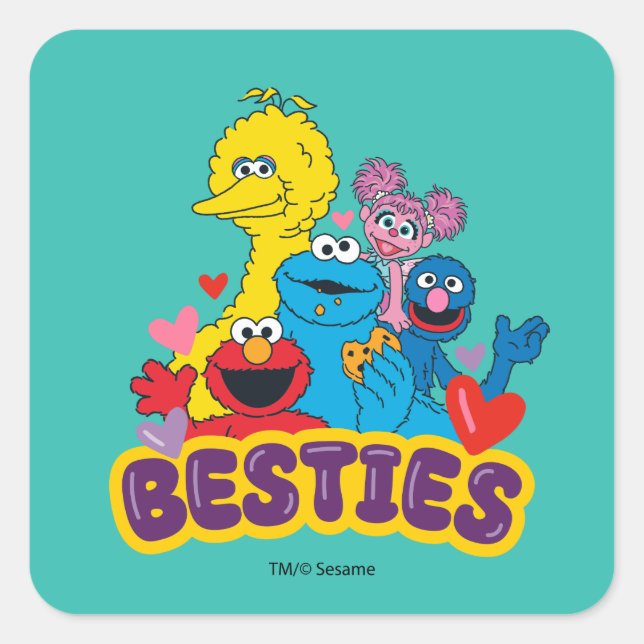 Sticker Carré Sesame Street Valentine Besoins (Devant)