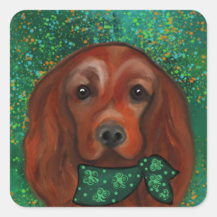 Sticker Carré Setter Rouge Irlandais        