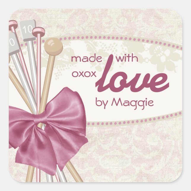 Sticker Carré Shabby chic aiguilles tricot arc damask (Devant)