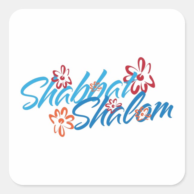 Sticker Carré Shalom Shabbat Floral (Devant)