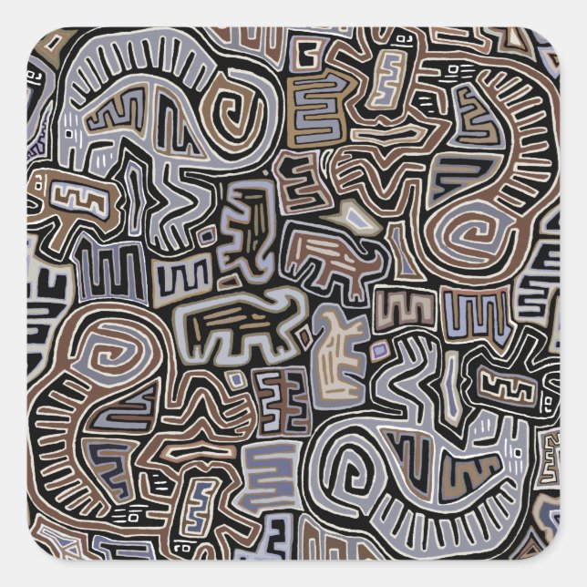 Sticker Carré Shaman Peyote Serpent spirituels rituels (Devant)