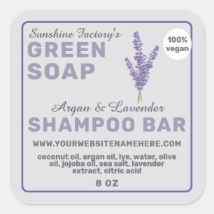 Sticker Carré Shampooing Vega Soap Bar Pastel Purple
