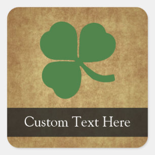 Sticker Carré Shamrock avec or Vintage