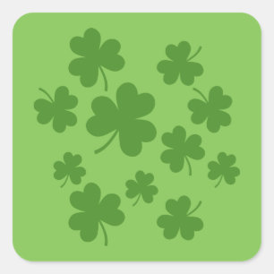 Sticker Carré Shamrock de la Saint Patrick Motif Clover