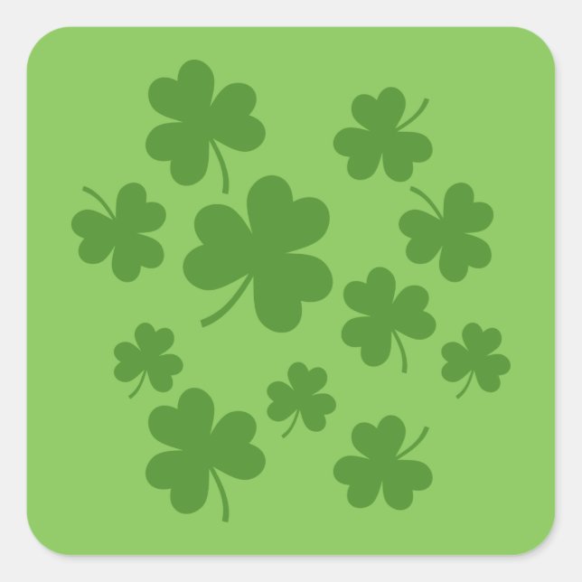 Sticker Carré Shamrock de la Saint Patrick Motif Clover (Devant)